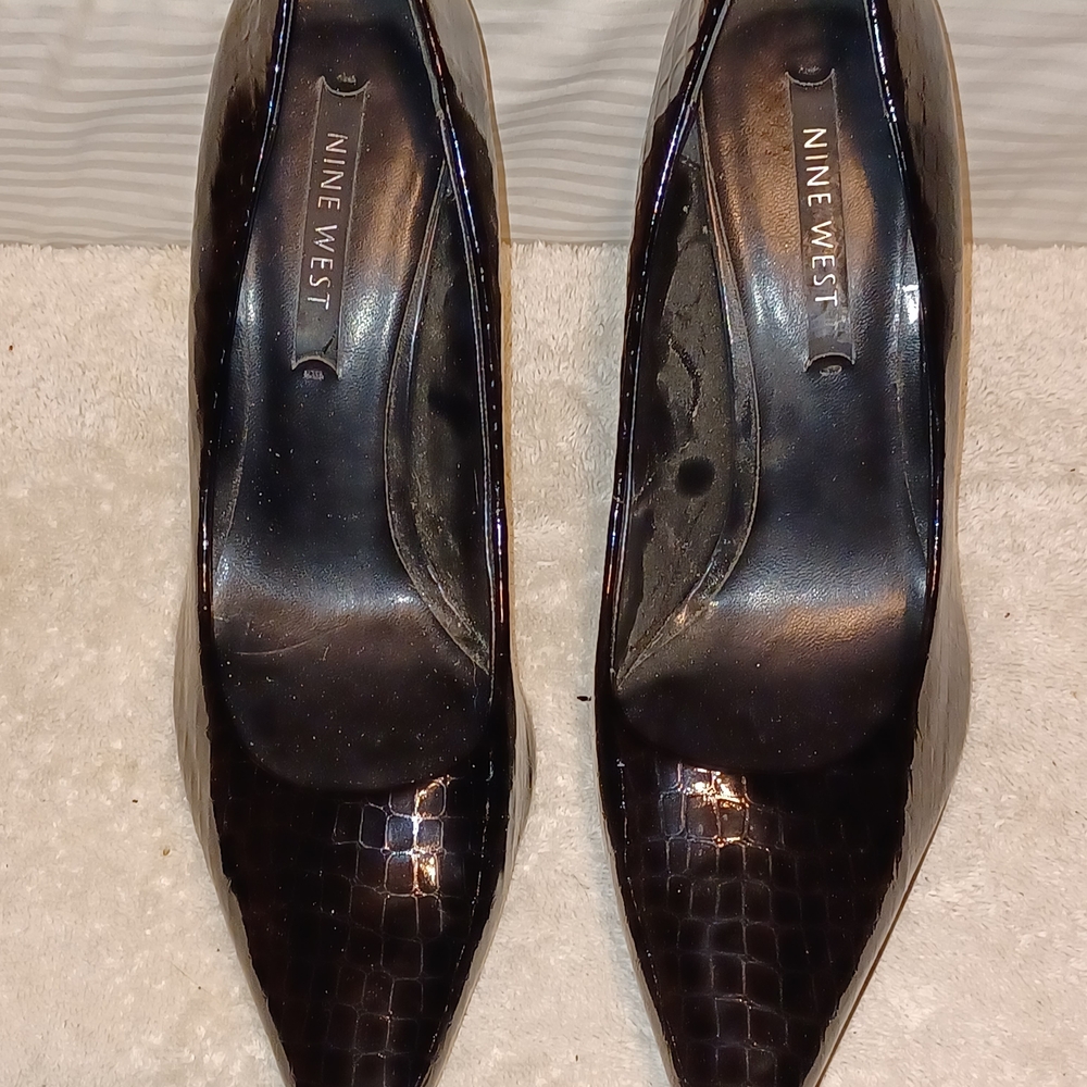 Nine West Dark Croc-Patterned Heels